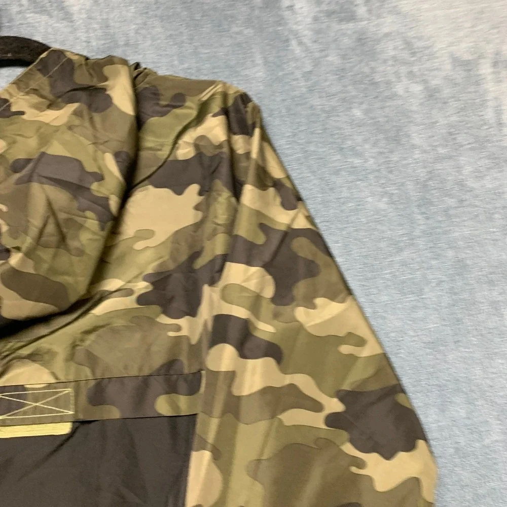 Champion Windbreaker Jacket Mens Large Black Green Camo Hooded Quarter Zip